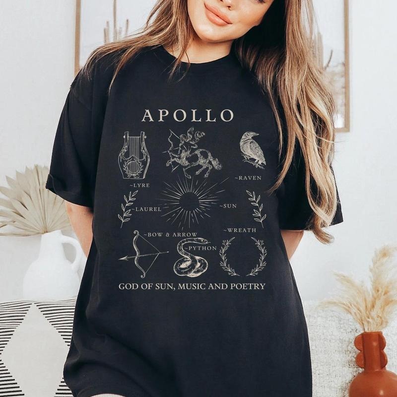 Apollo Greek Gods Booktok T-shirt Bookish Crewneck Light Academia Booktok T-shirt Apollo God Greek Apparel Greek...