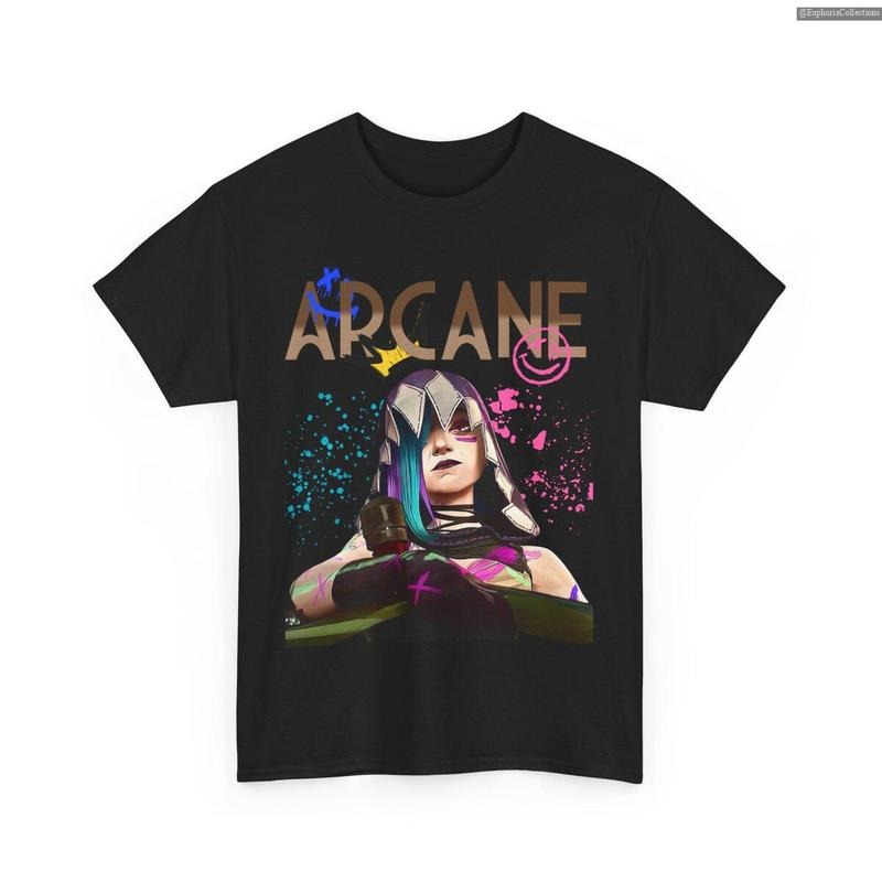 Arcane Jinx Graphic T-Shirt, Unisex Casual Tee, Movie Fan Tee, League Of Legends Tee , Global Trending Outfits Hoodie...