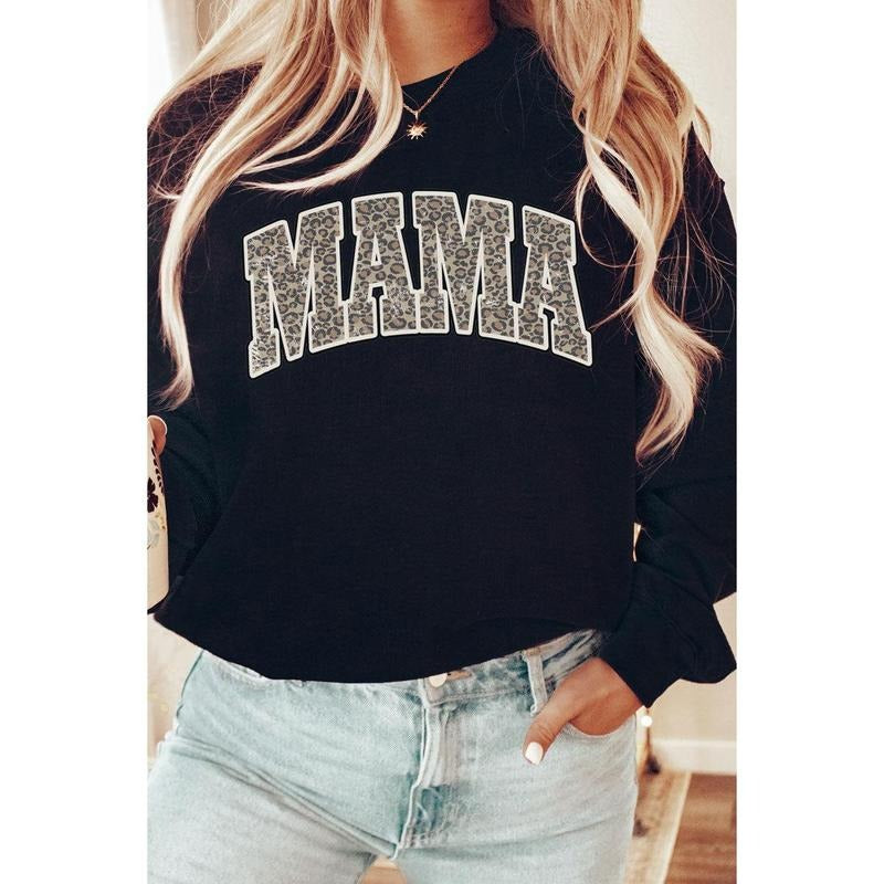 Arched Mama Leopard Heavy-weight Crew Sweatshirt Shirt Hoodie | PrintMintTees.com