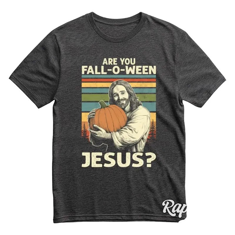 Are You Fall-O-Ween Jesus T-Shirt, Christian Halloween Graphic Tee, Thanksgiving Gift, Weirdcore Meme Shirt Cotton Hoodie...