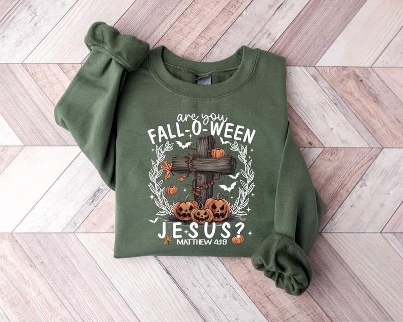 Are You Fall-O-Ween Jesus, Retro Fall Religious Shirt, Womens Christian Shirt, Follow Jesus Shirt Cotton Top Hoodie...