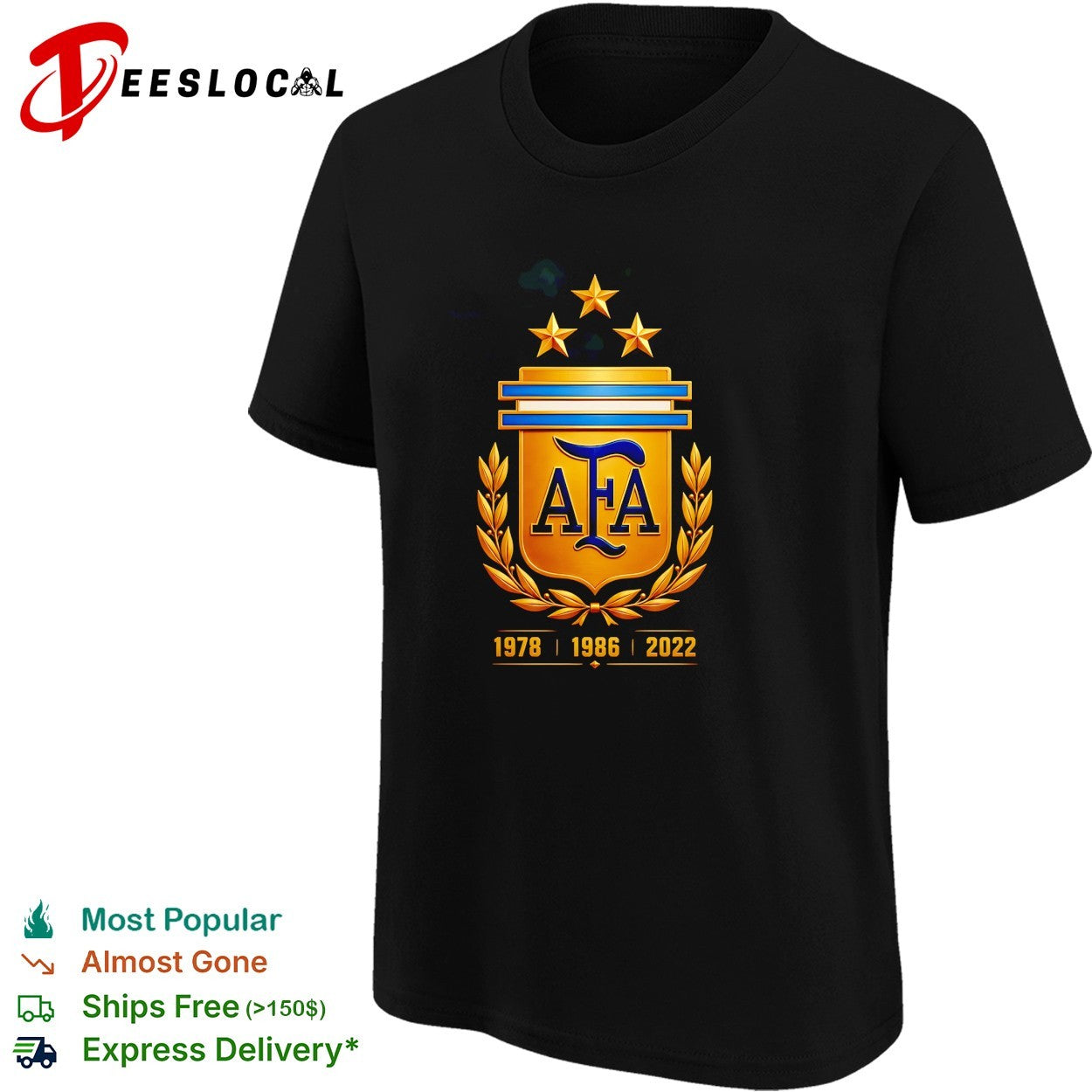 Argentina AFA three stars 1978 1986 2022 shirt