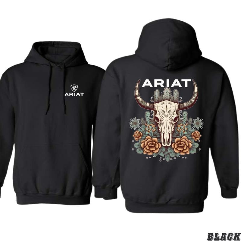 Ariat Hoodie - Unisex Southwestern Floral Skull Design with Cacti and Roses, western wear for men, Perfect for Western...