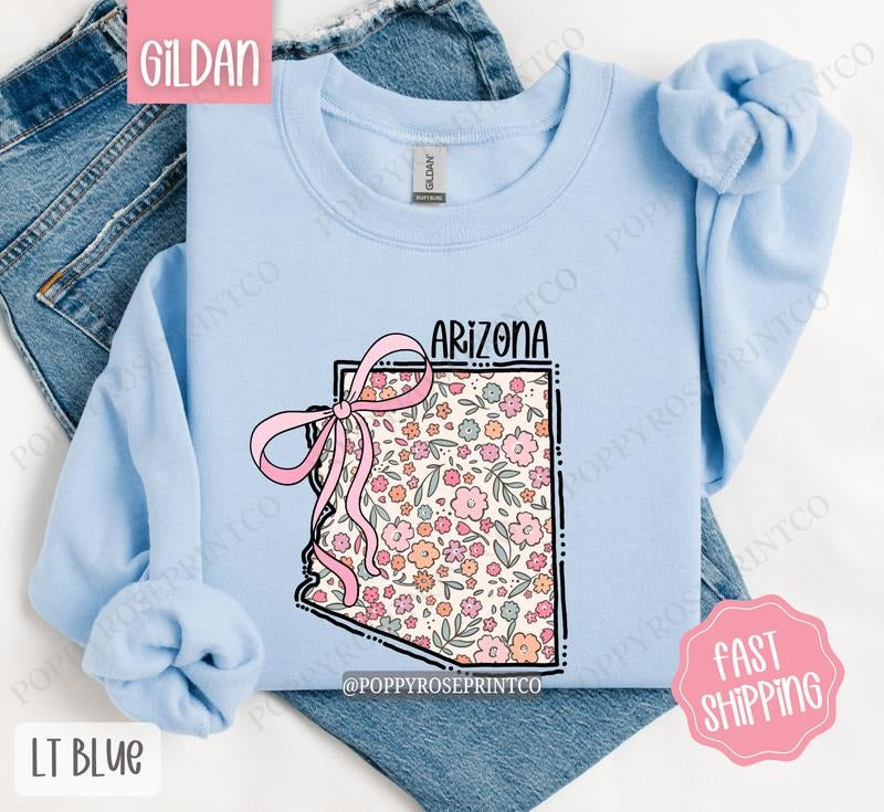 Arizona Floral Sweatshirt, Cute Arizona Sweatshirt, Arizona State Sweatshirt Shirt Hoodie | PrintMintTees.com