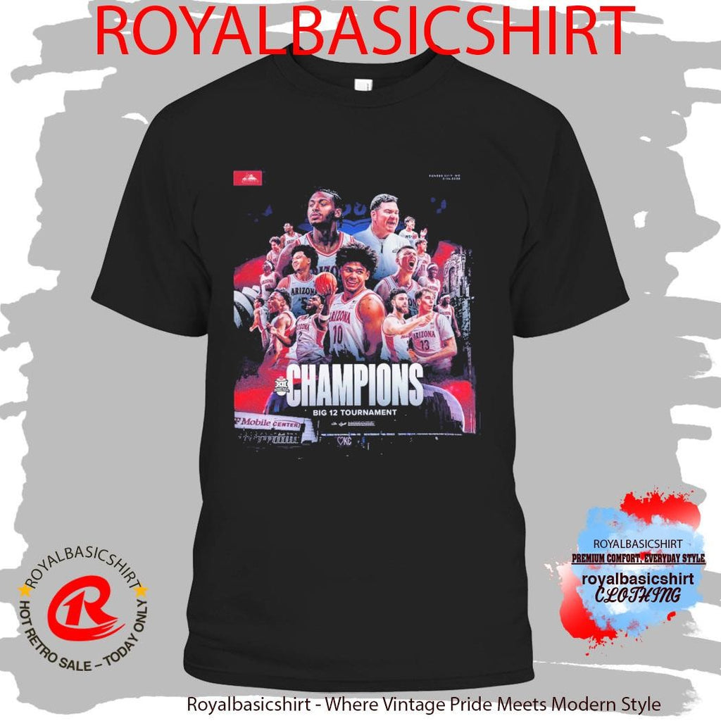 Arizona Wildcats Men’s Basketball 2026 Big 12 Tournament Champions Poster T-Shirt
