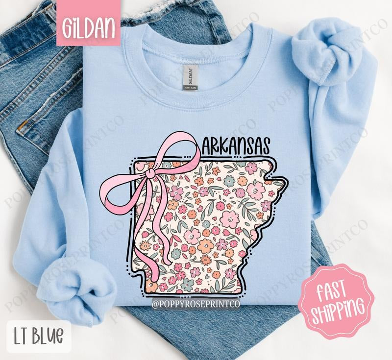 Arkansas Floral Sweatshirt, Cute Arkansas Sweatshirt, Arkansas State Sweatshirt Shirt Hoodie | PrintMintTees.com