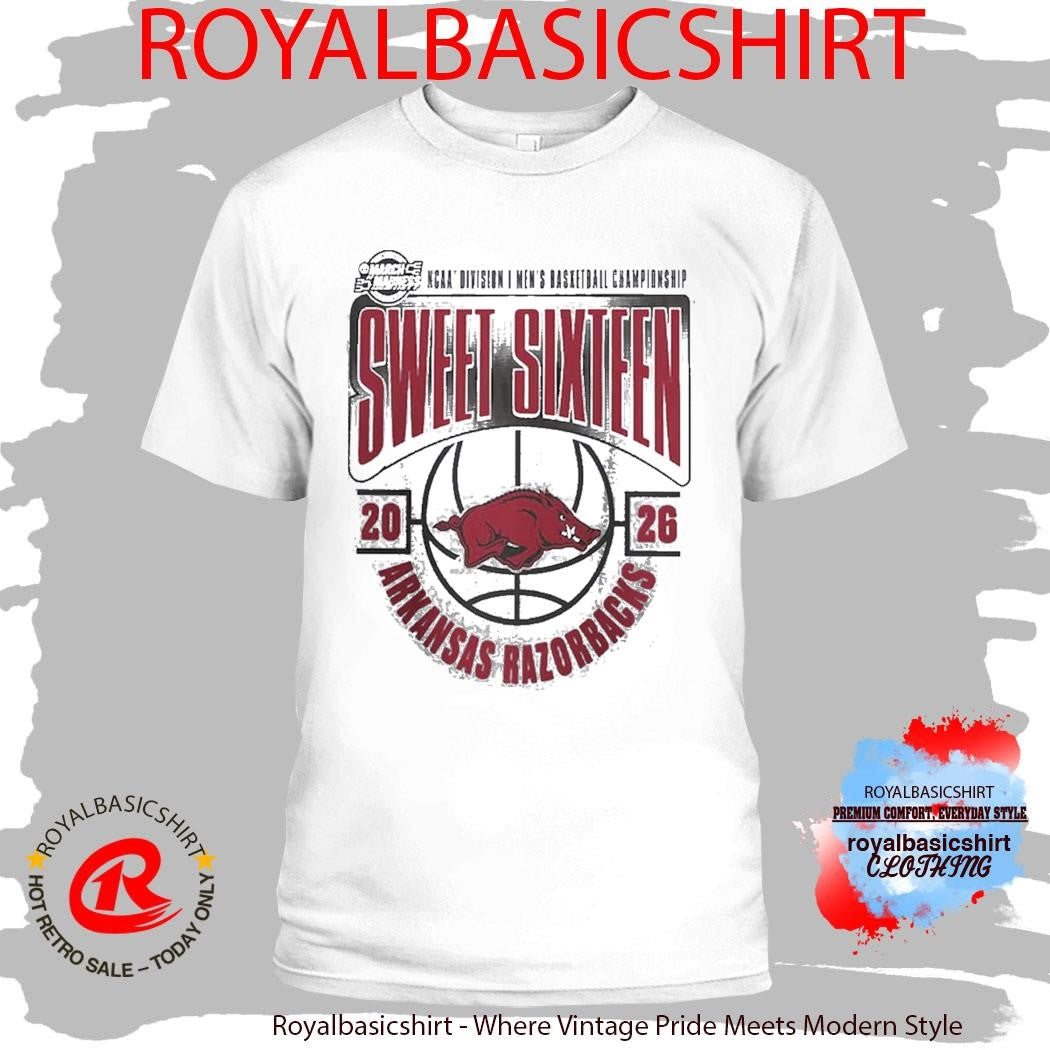 Arkansas Razorbacks Men’s Basketball 2026 NCAA March Madness Sweet 16 T-Shirt