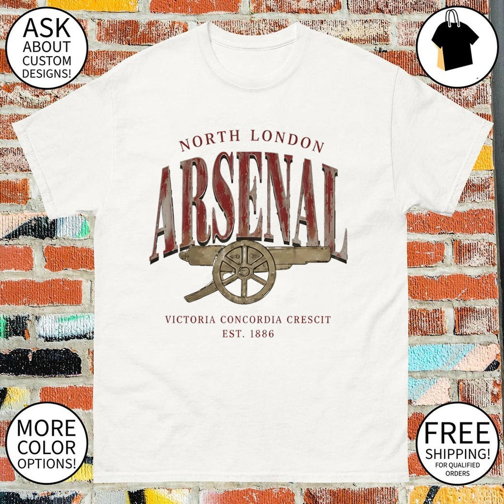 Arsenal FC North London Victoria Concordia Crescit est 1886 shirt