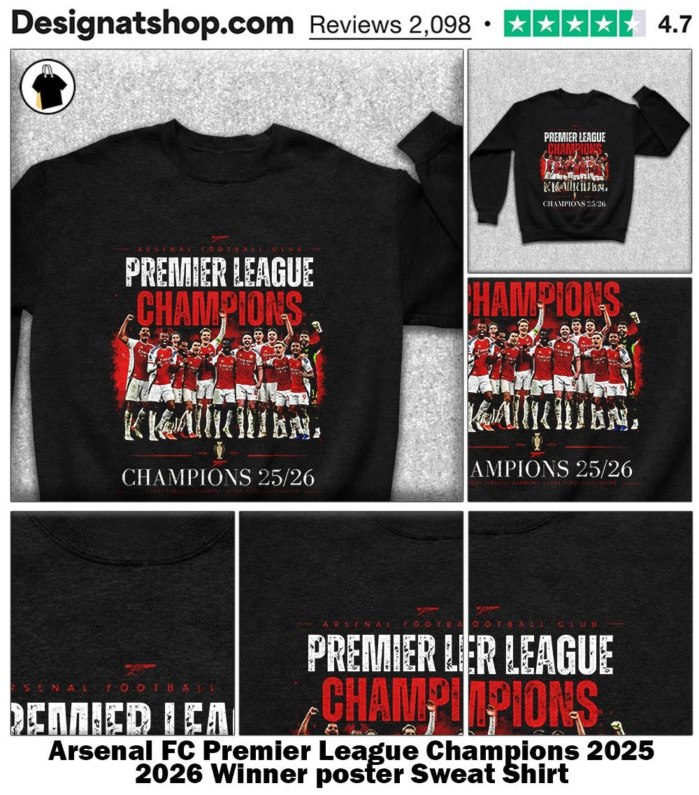 Arsenal FC Premier League Champions 2025 2026 Winner poster shirt