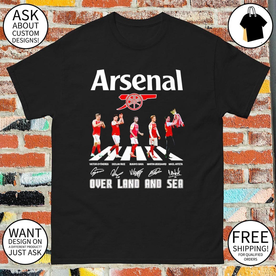 Arsenal Football Club Over Land And Sea Abbey Road signatures shirt