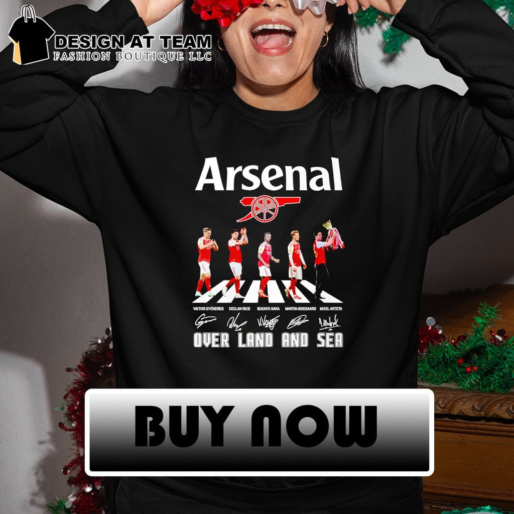 Arsenal Football Club Over Land And Sea Abbey Road signatures shirt