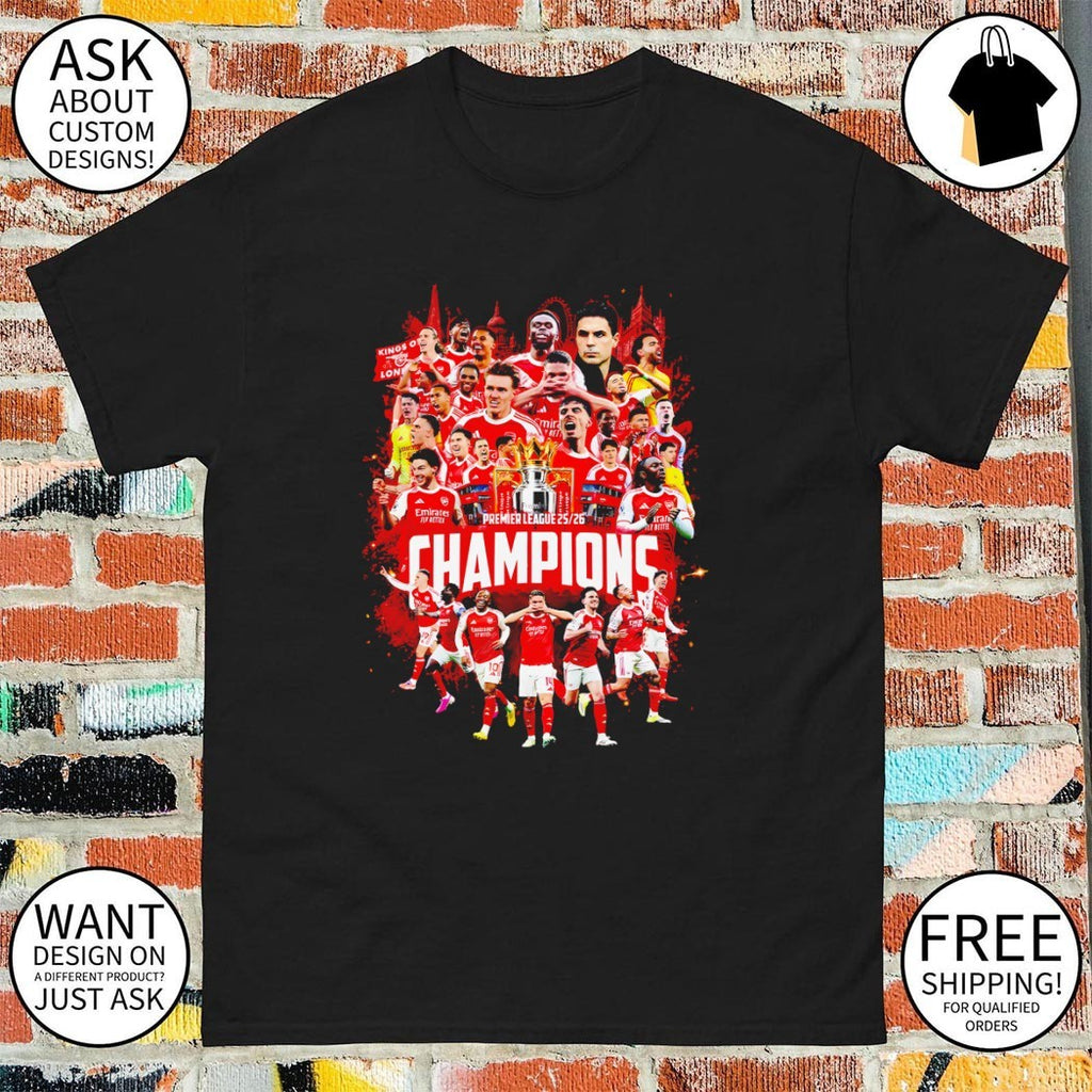 Arsenal Premier League Champions 25 26 Gunners Trophy Graphic shirt