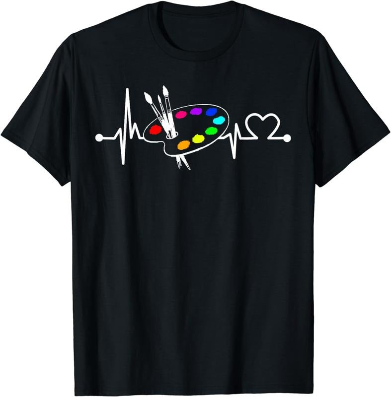 [100% Cotton]Paint Brush With Palette Heartbeat Funny Artist/Painter/Art T-Shirt Hoodie Sweatshirt | PrintMintTees.com