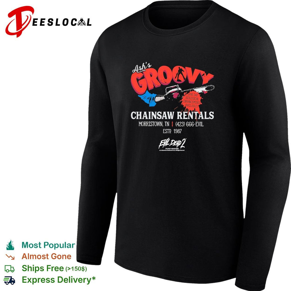 Ash’s Groovy chainsaw rentals Evil Dead 2 shirt