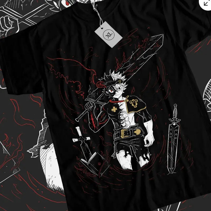Asta Yuno T-shirt Black Clover Anime Manga Asta Girl Gifts Black Shirt All Size Hoodie Sweatshirt | PrintMintTees.com