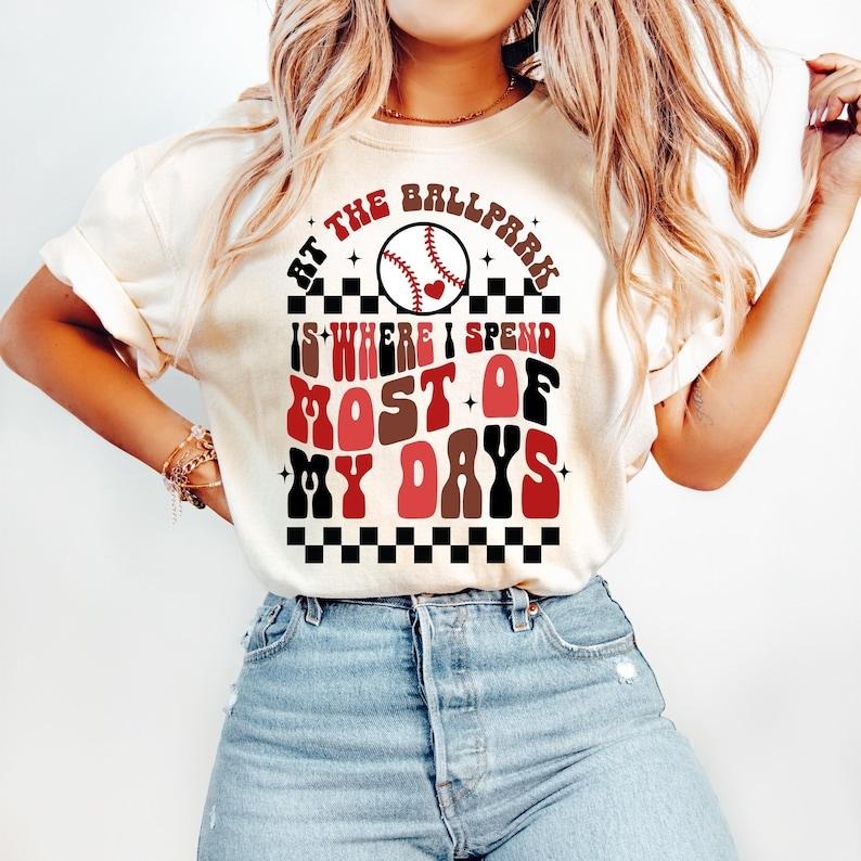 At The Ballpark, Baseball Game Day, Baseball Mama Tshirt Hoodie Sweatshirt | PrintMintTees.com