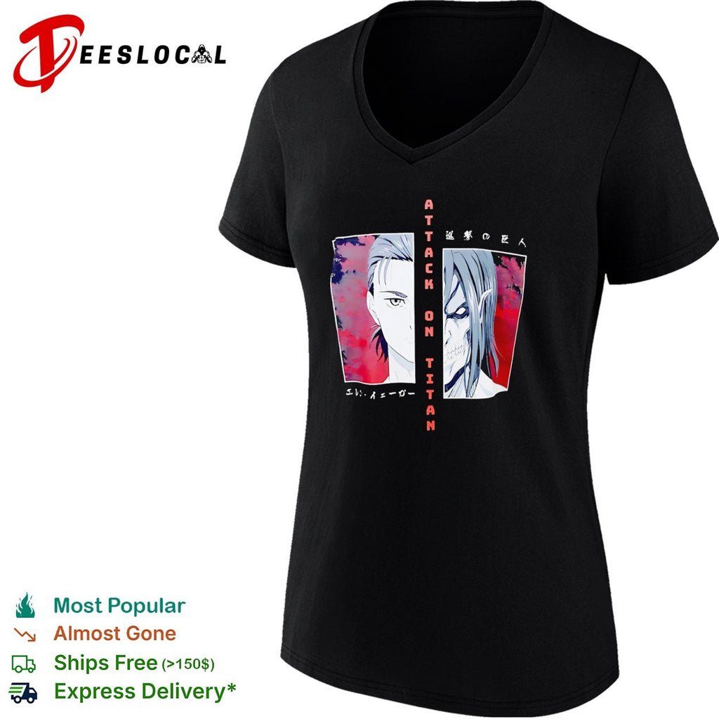 Attack On Titan Eren Yeager Titan Form Split Face Anime Graphic Shirt