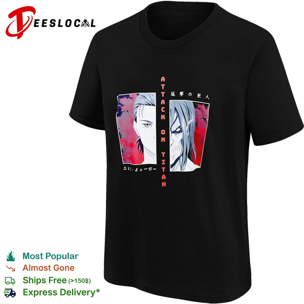 Attack On Titan Eren Yeager Titan Form Split Face Anime Graphic Shirt