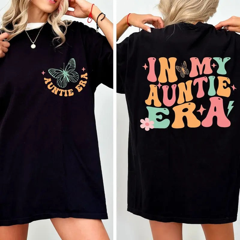 Aunt Era T-Shirt, In My Auntie Era , Baby Announcement For Aunt Cotton Polyester Top Womenswear Hoodie Sweatshirt