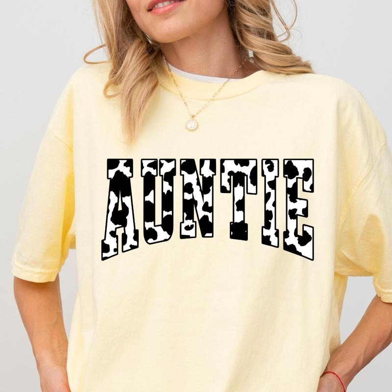 Auntie Cowprint t-shirt, Retro t-shirt, Comfort Colors, Cotton,T-shirt Fashion Fit Sleeve Comfortable Cute Casual...