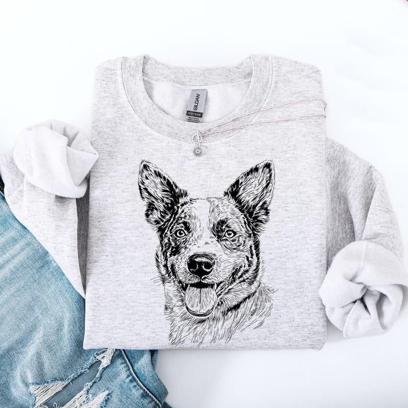 Australian Cattle Blue Heeler Pet Dog Breed Crew Neck Shirt Hoodie Sweatshirt