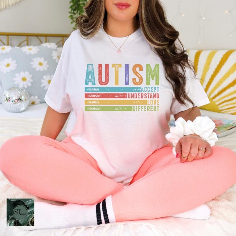 Autism Accept Understand Love Different White 100% Ring spun Cotton T-Shirt Unisex Fit Hoodie, Sweatshirt | PrintMintTees.com