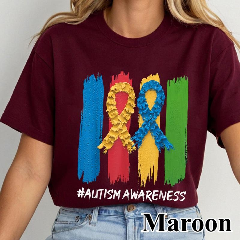 Autism Awareness Day Puzzle Ribbon Funny ASD Supporter T-Shirt, Autism Awareness Shirt, Autism Puzzle Pieces Shirt,...