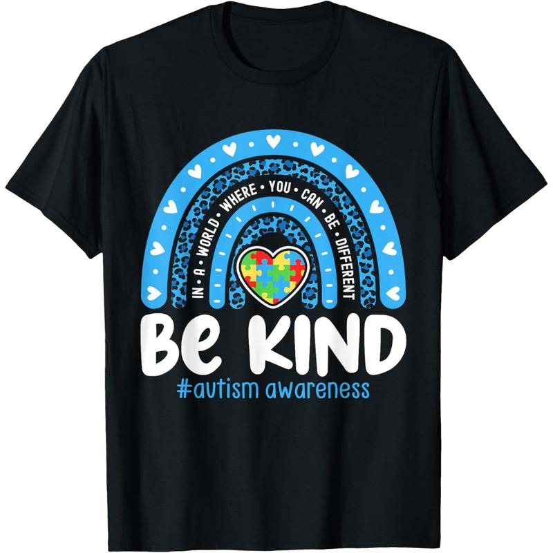 Autism Awareness Rainbow In April We Wear Blue Ribbon Autism T-Shirt Hoodie Sweatshirt | PrintMintTees.com