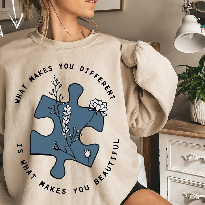 Autism Awareness Sweatshirt, What Makes You Different Is What Makes You Beautiful Tee, Autism Teacher Shirt,Autism...