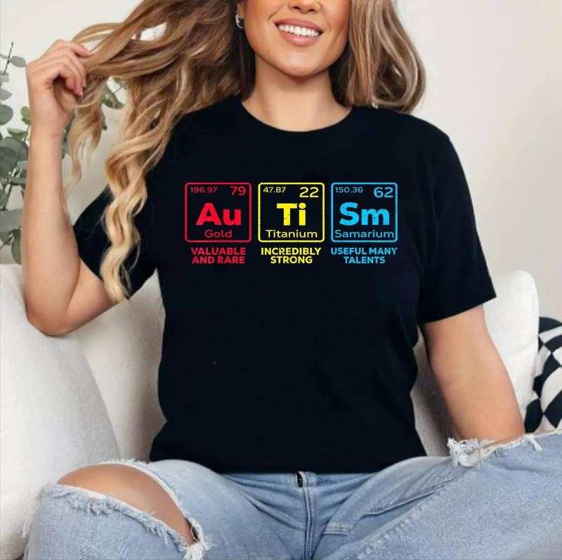 Autism Awareness Mom Elements Periodic Table Cotton Top Womenswear T-Shirts, Hoodie, Sweatshirt