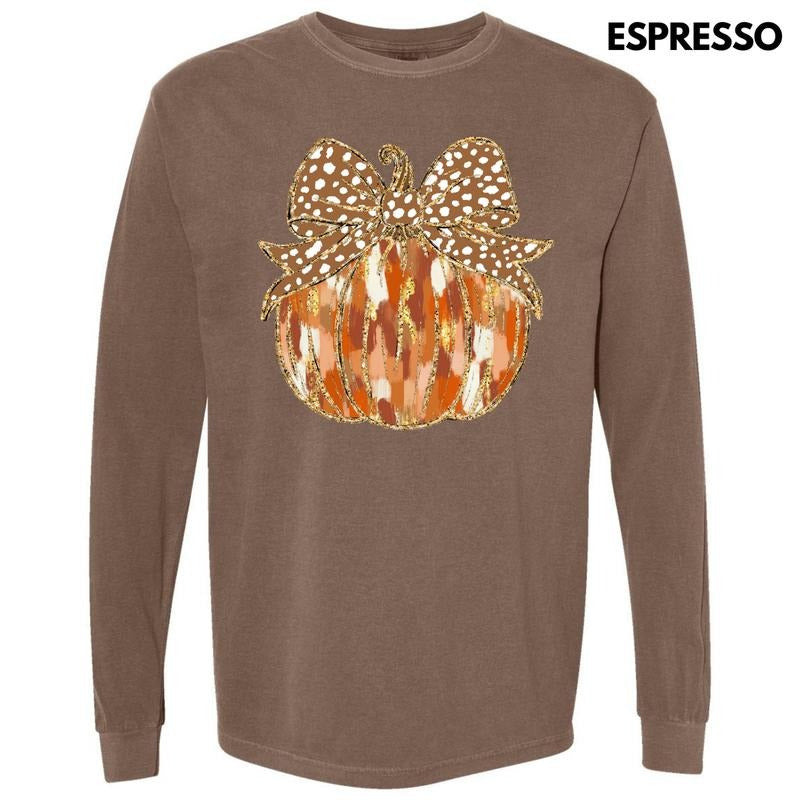 Autumn Brushstroke Pumpkin Long Sleeve Comfort Colors T-Shirt 'NLB' Hoodie Sweatshirt | PrintMintTees.com