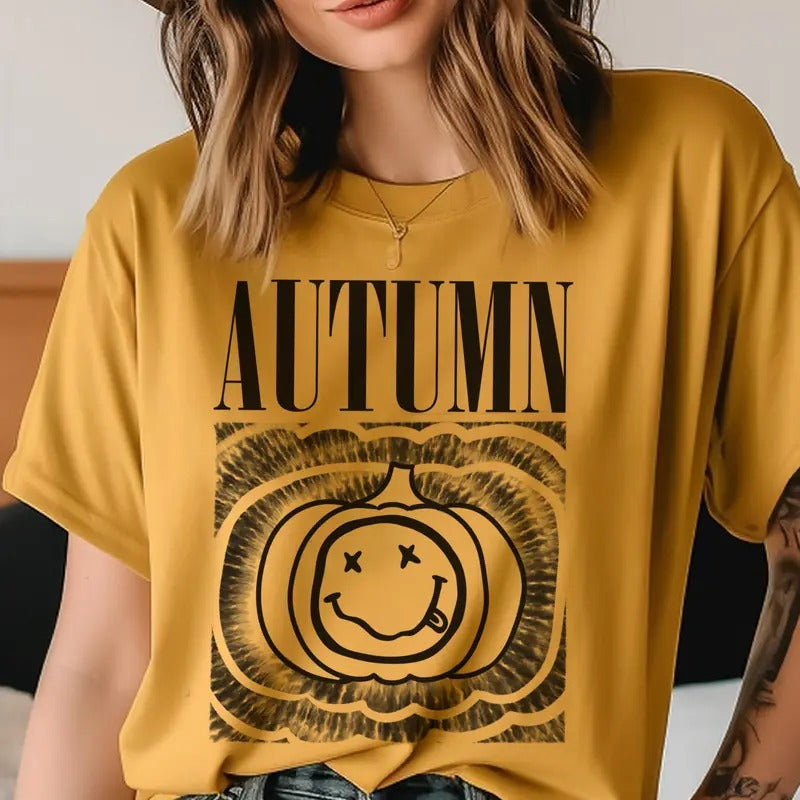 Autumn Smiley Autumn Smiley Pumpkin Autumn Pumpkin Autumn Top Casual Fall Smiley Pumpkin Fall Shirt Hoodie Sweatshirt