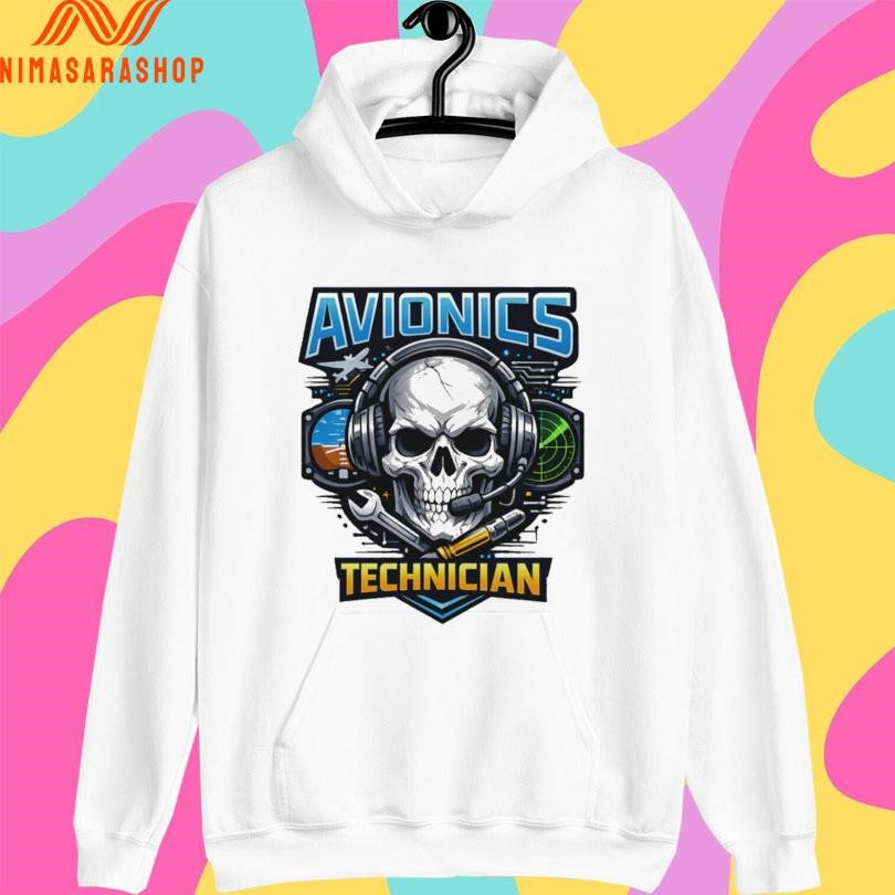 Avionics Technician Badass Skull Radar And Tool Art Shirts