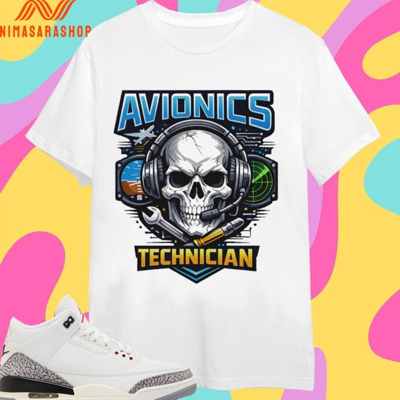 Avionics Technician Badass Skull Radar And Tool Art Shirts