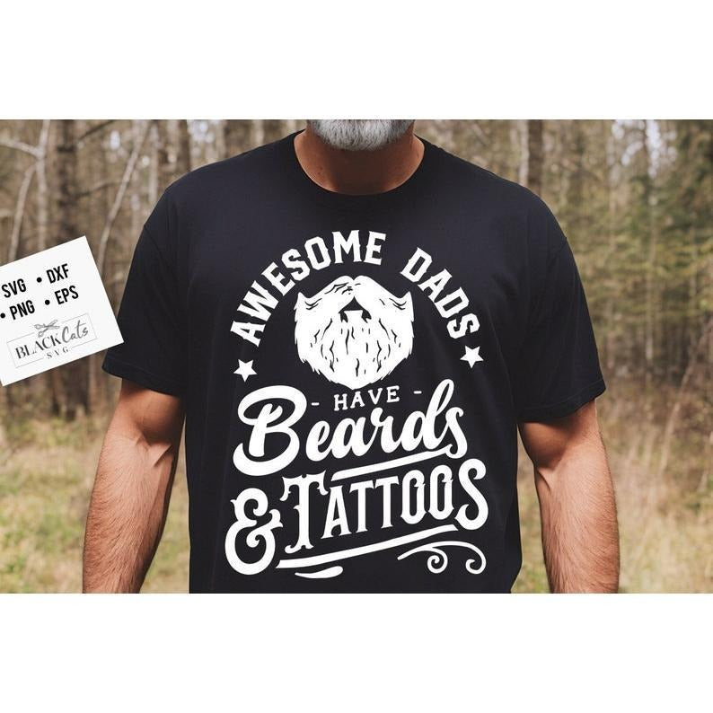Awesome dads have beards and tattoos shirt, Father's Day shirt, Funny Dad shirt, Birthday Dad Hoodie, T-shirt and sweater...
