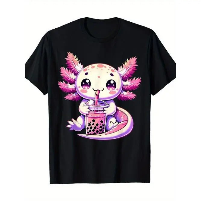 Axolotl Bubble Boba Tea Anime Cute Kawaii Axolotl T-Shirt Made in USA Hoodie Sweatshirt | PrintMintTees.com