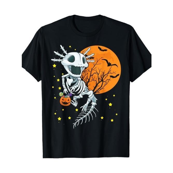 Axolotl Shirt - Axolotl Halloween Costume Skeleton Pumpkin T-Shirt Made in USA Hoodie Sweatshirt | PrintMintTees.com