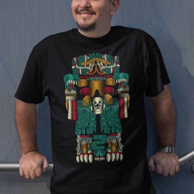 Aztec God Print Mexican T-Shirt for Men Ethnic Clothing Gift .made in usa Hoodie Sweatshirt | PrintMintTees.com