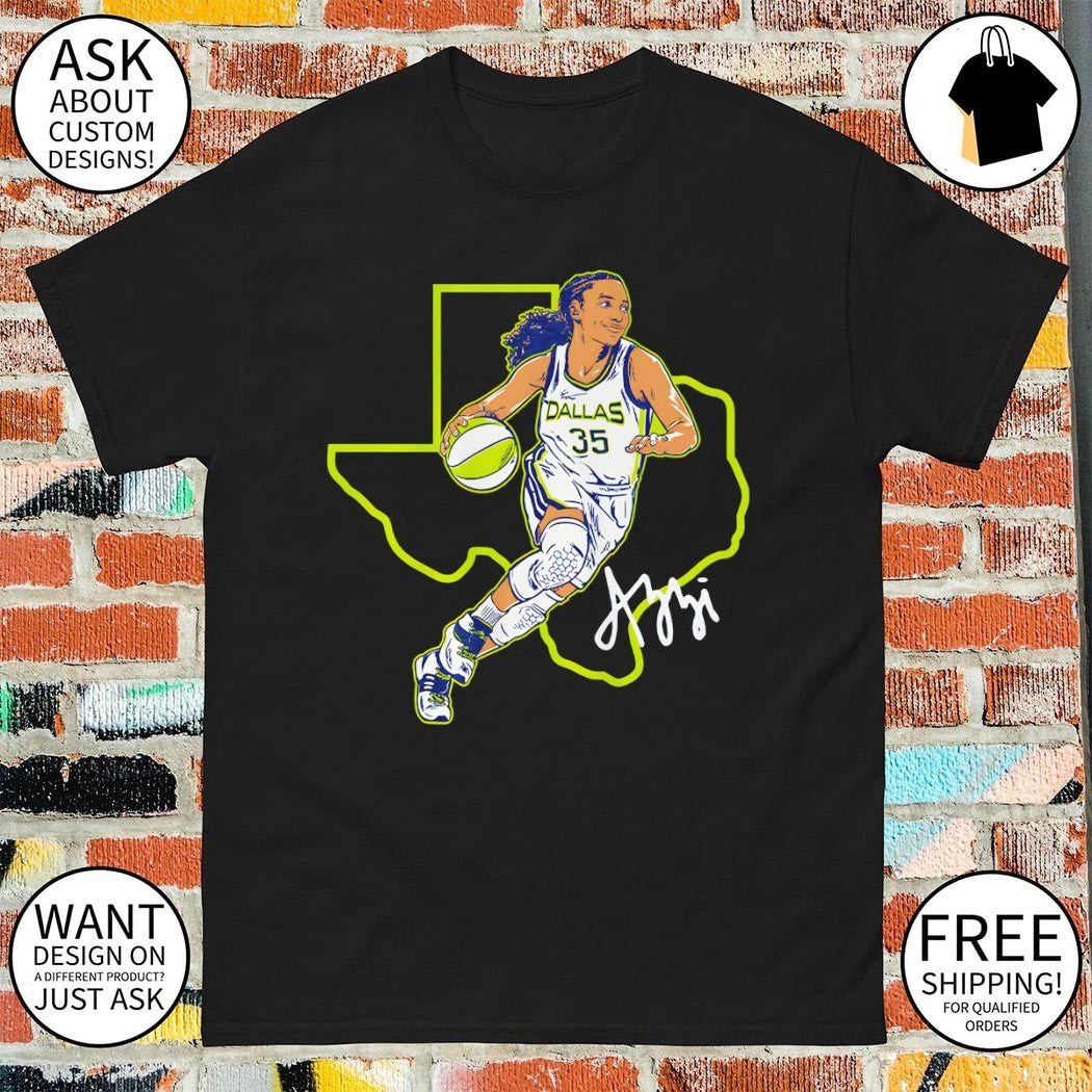 Azzi Fudd Dallas Wings WNBA Dallas State Star Texas map 2026 signature shirt