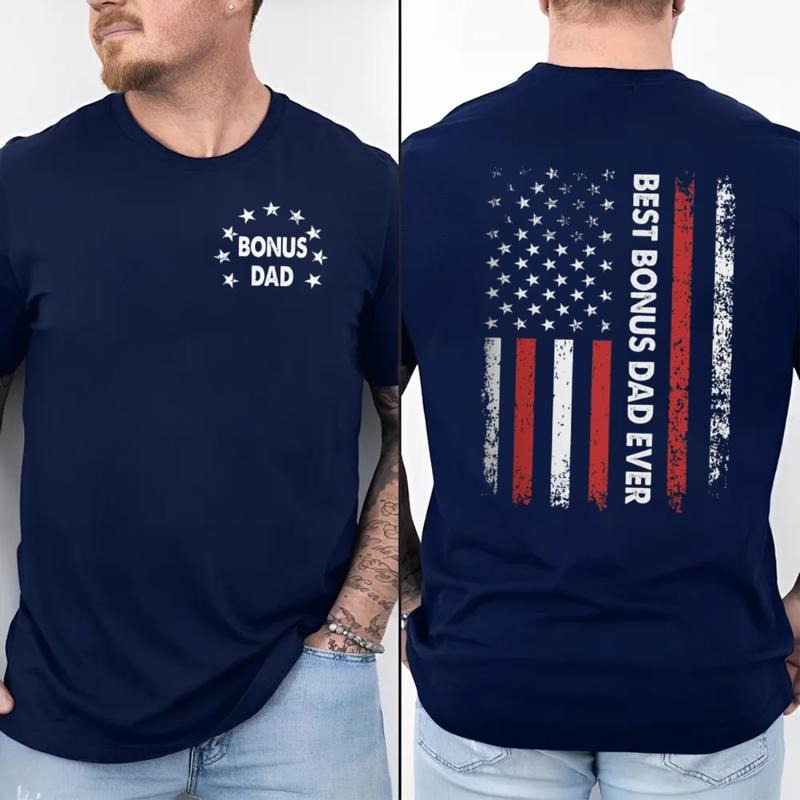 B*St Bonus Dad Ever 2 Sided Shirt, Funny Stepdad Gift, Father's Day Gifts For Bonus Dad, Stepfather Tee, Husband T Shirt,...