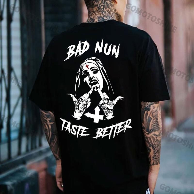 BAD NUN TASTE BETTER Defiat Nun Print Men's T-Shirt Hoodie Sweatshirt | PrintMintTees.com