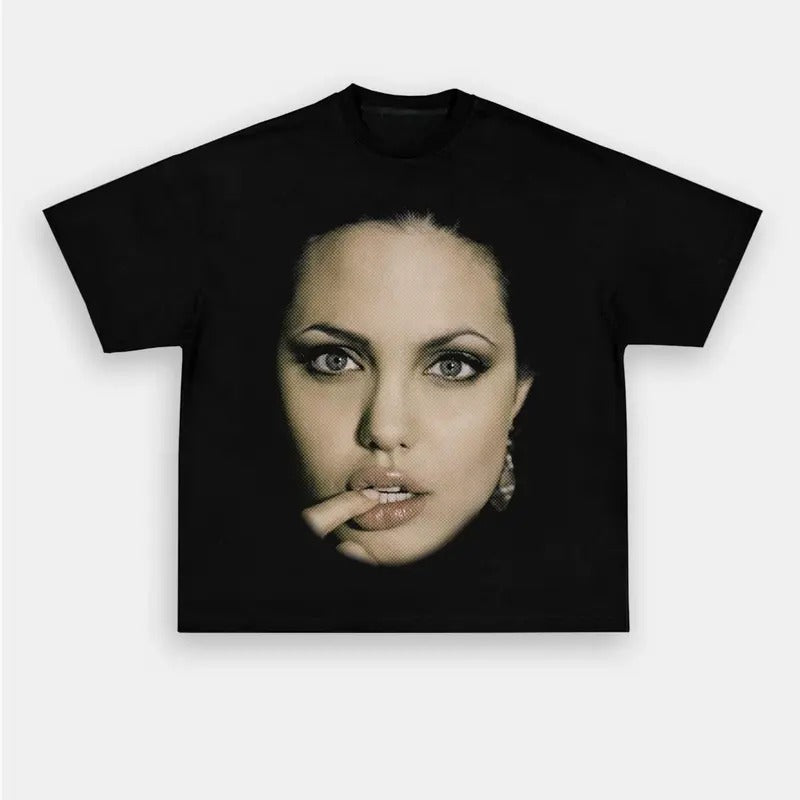 BIG FACE ANGELINA TEE Menswear Top Underwear Man Tshirt Streetwear Tropical Shortsleeve Bestie Crewneck Round Neck Hoodie...