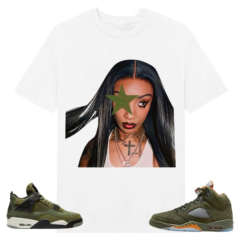 BIG FACE BKTHERULA, Shirt to match A J 5 olive, A J 4 Retro SE Craft Olive, Shirt to matching Sneaker Hoodie Sweatshirt