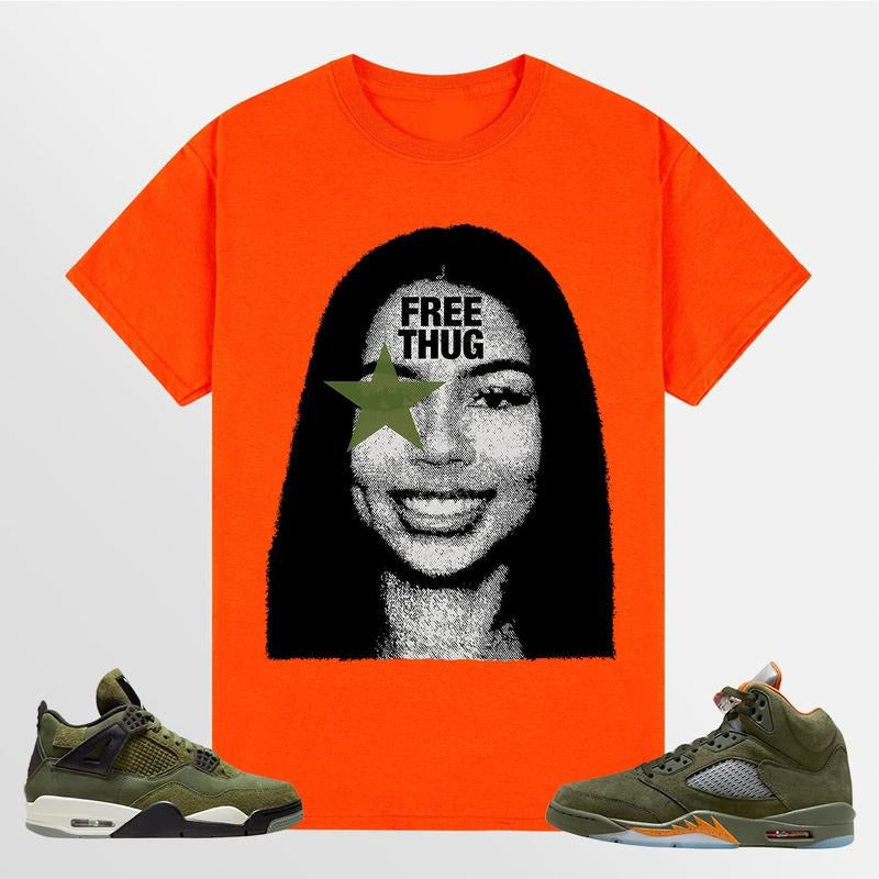 BIG FACE Mariah ST Free Thug, Shirt to match A J 5 olive, A J 4 Retro SE Craft Olive, Shirt to matching Sneaker Hoodie...