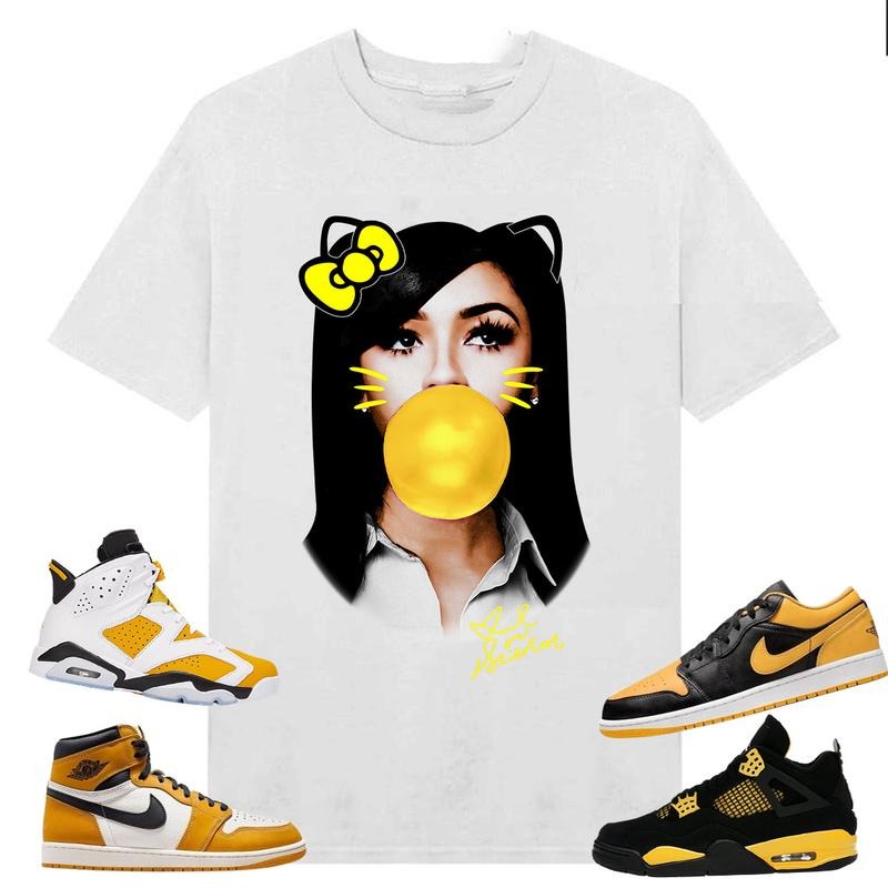 BIG FACE Mariah ST Kitty, Shirt to match A J 6s Yellow Ochre, A J 1 Yellow Ochre, A J 4 Thunder, Shirt to matching...