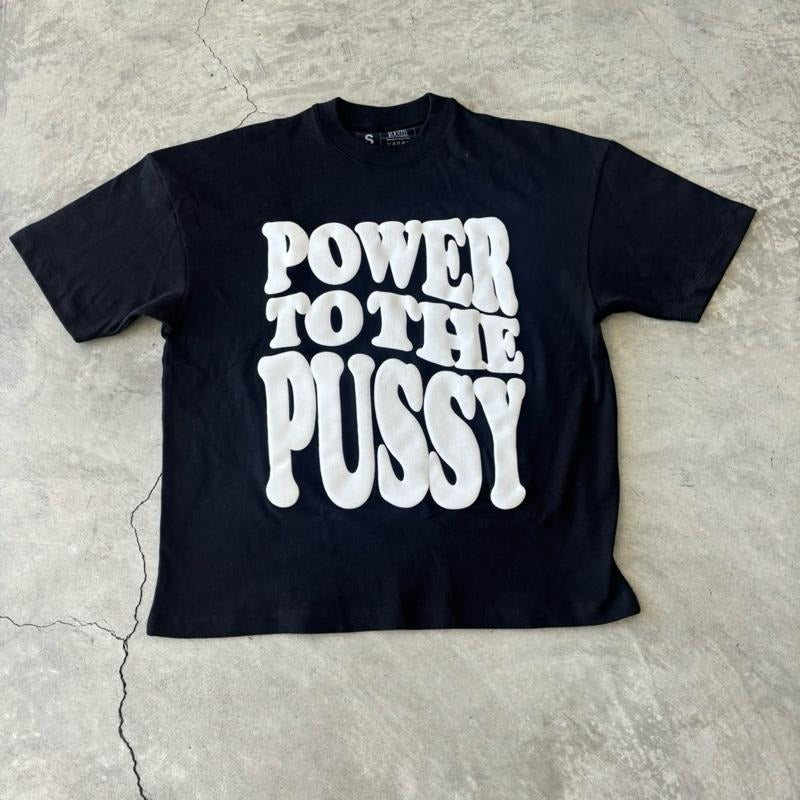 BLACK AND WHITE POWER TO THE P OVERSIZED T-SHIRT 100% Shrink-Free Cotton Hoodie Sweatshirt | PrintMintTees.com