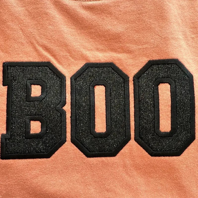 BOO Glitter Halloween Embroidered Comfort colors Tee shirt Cute Hoodie, Sweatshirt | PrintMintTees.com