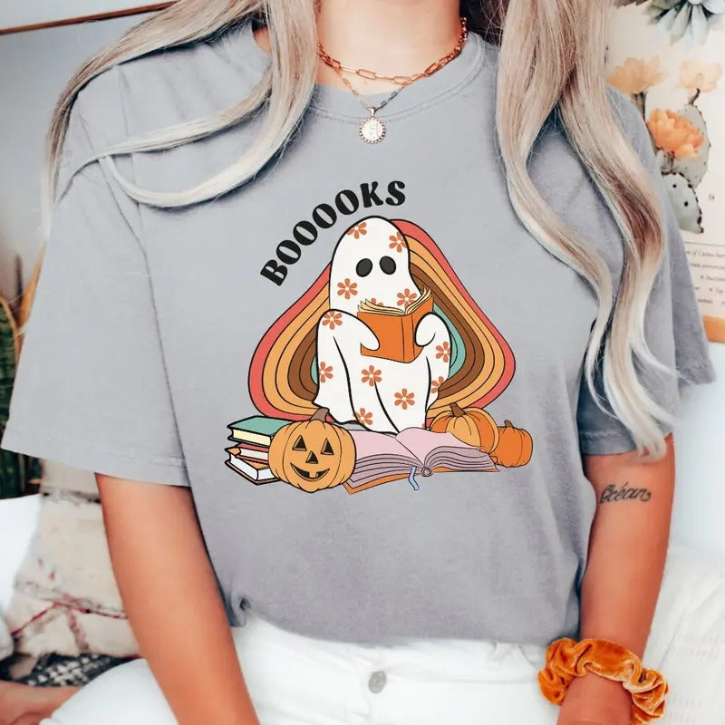 BOOOOKS SHIRT  (COMFORT COLORS T-SHRIT, CAUSAL SHIRT UNISEX, HALLOWEEN CLOTHING, GRAPHIC APPAREL) Cotton Fabric Hoodie...