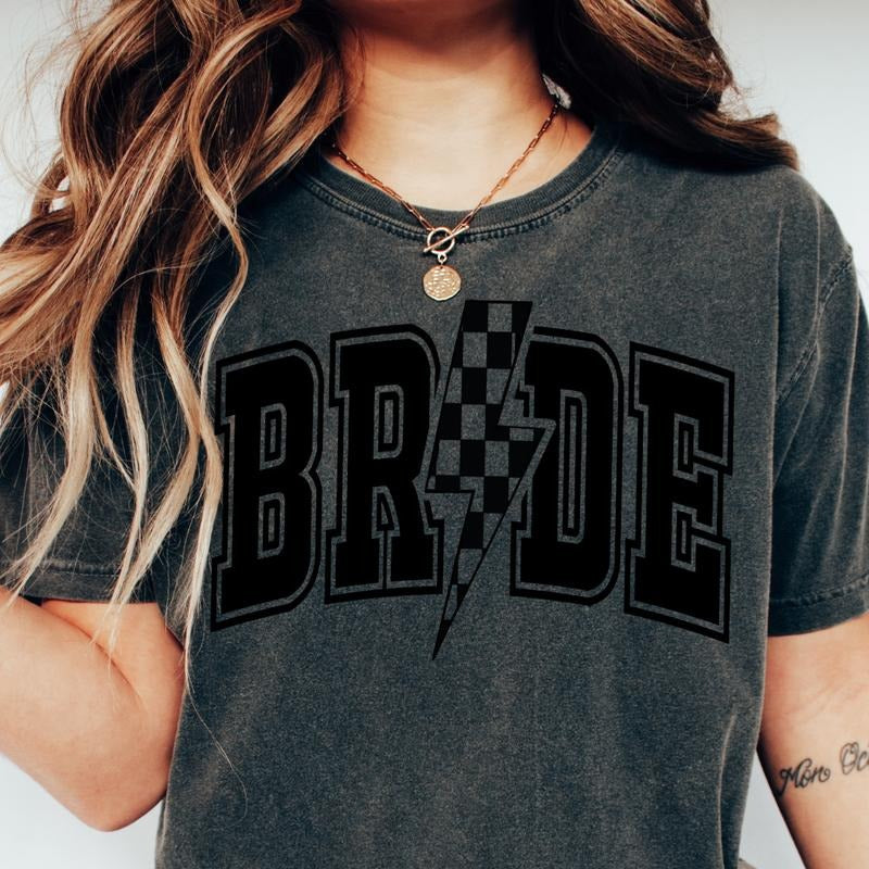 BRIDAL BOLT SHIRT (COMFORT COLORS T-SHIRT, CASUAL SHIRT UNISEX, BRIDE T-SHIRT) Comfortable Fit Top Womenswear Sleeves...