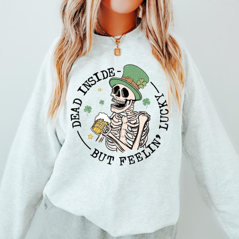 BUT FEELING LUCKY SWEATSHIRT (UNISEX, CASUAL COTTON SWEATSHIRT, HOLIDAY ST. PATRICKS DAY) Womenswear Hoodie Shirt